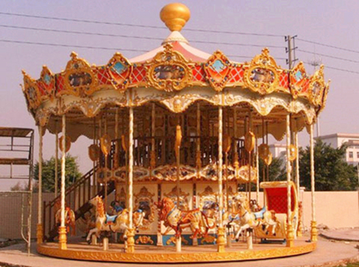 vintage amusement park carousel with double layer