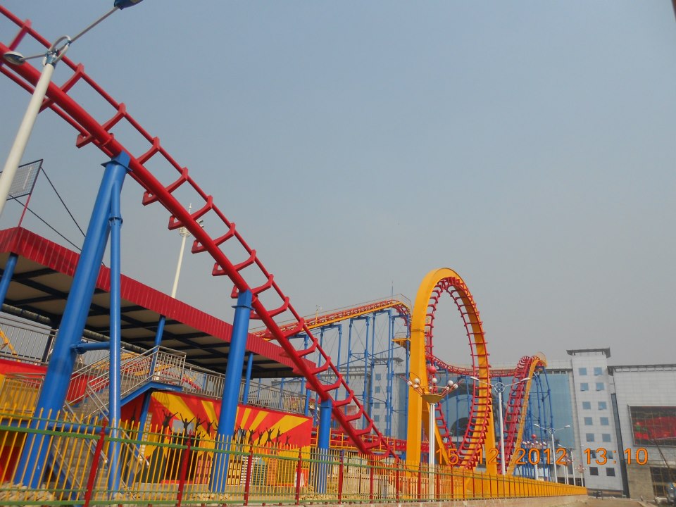 Amusement park large roller coasters